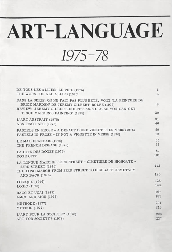Art & Language 1975-1978 (selected essays) / Art & Language