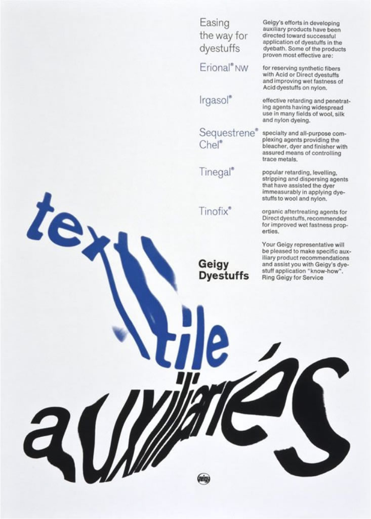 textile auxiliaries. Designer: Markus Löw, 1963–1965