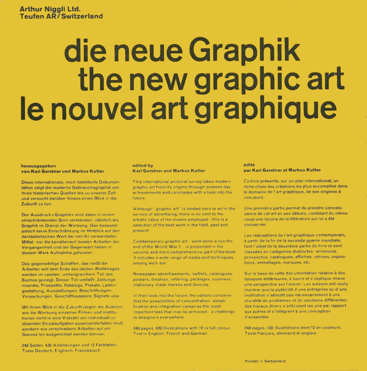 Die Neue Graphik; The New Graphic Art; Le Nouvel Art Graphique / Karl Gerstner, Markus Kutter