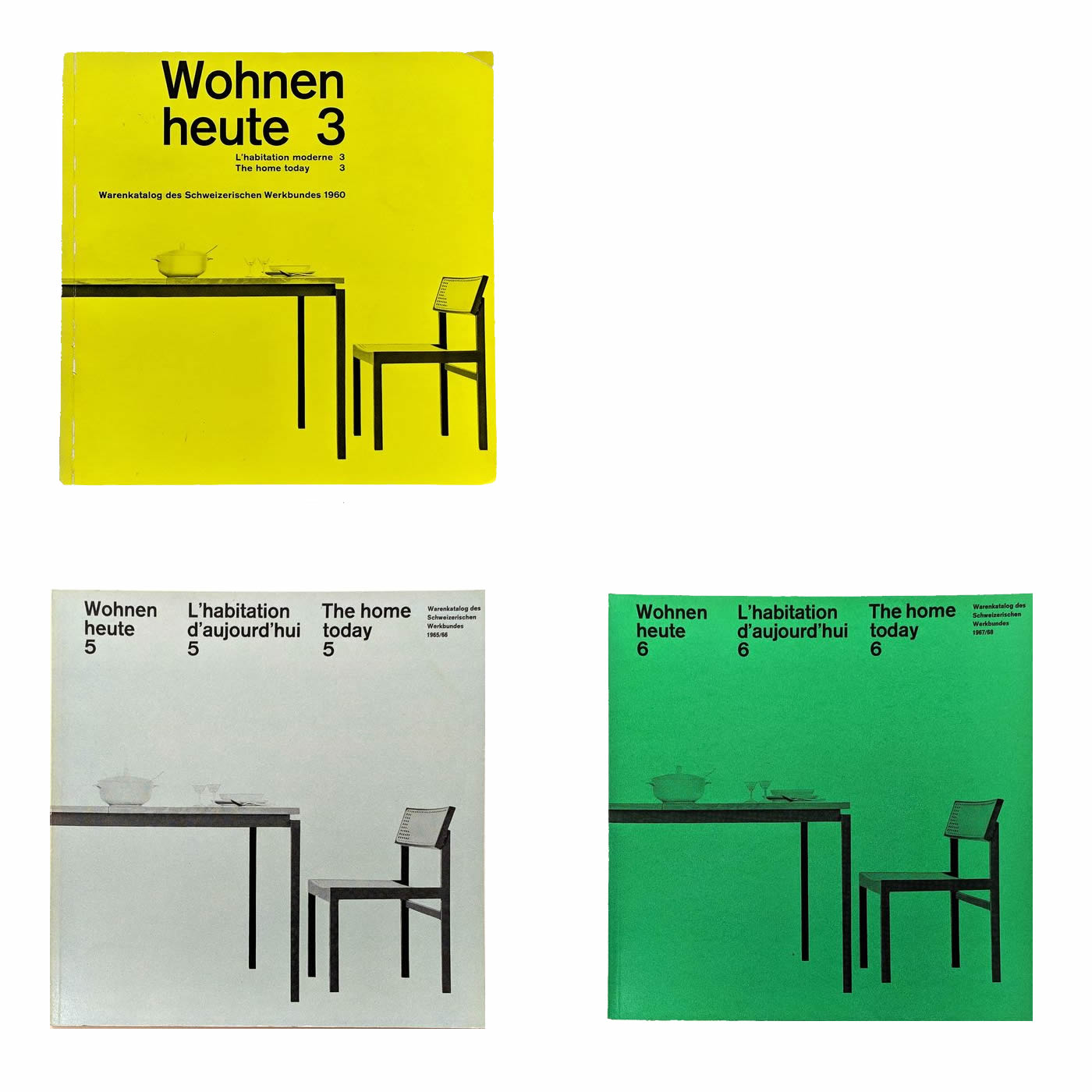 Richard Paul Lohse: Wohnen Heute Nr 3 - 1960, Nr 5 - 1965/66, Nr 6 - 1967/68