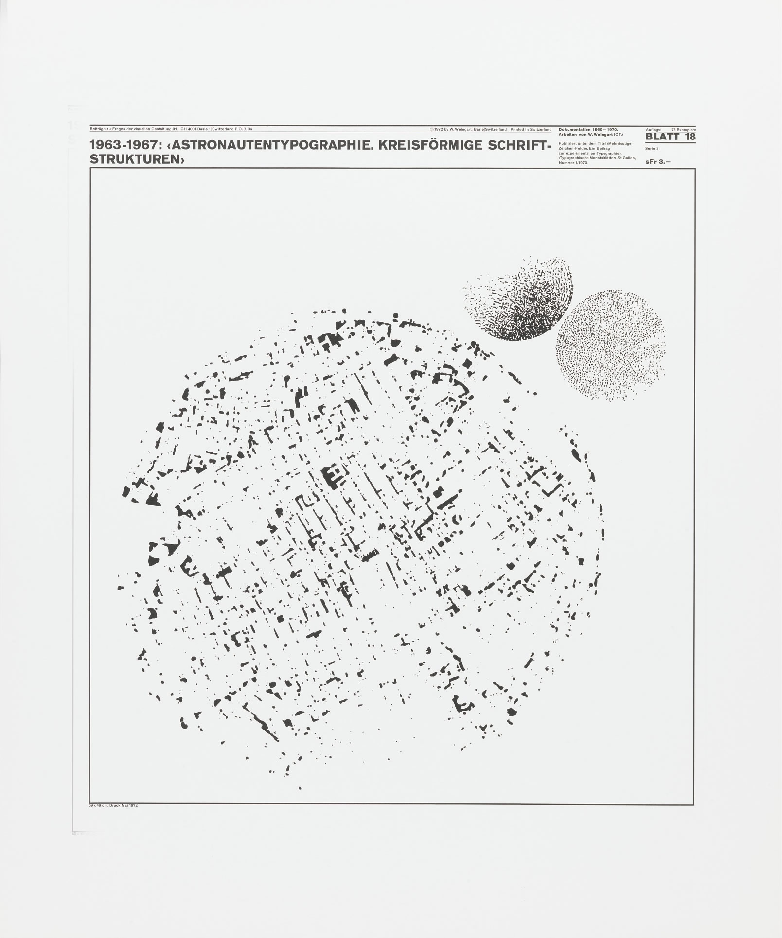 Wolfgang Weingart: Beiträge zu Fragen der visuellen Gestaltung 31, Blatt 18 from the portfolio Dokumentation 1960—1970, Arbeiten von W. Weingart, Designed 1963-67. Lithograph. (58.9 x 49 cm)