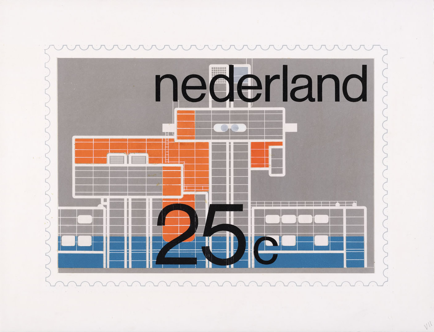 Wim Crouwel: Preliminary study, postage stamp Netherlands 1970 Osaka World Fair. 1970