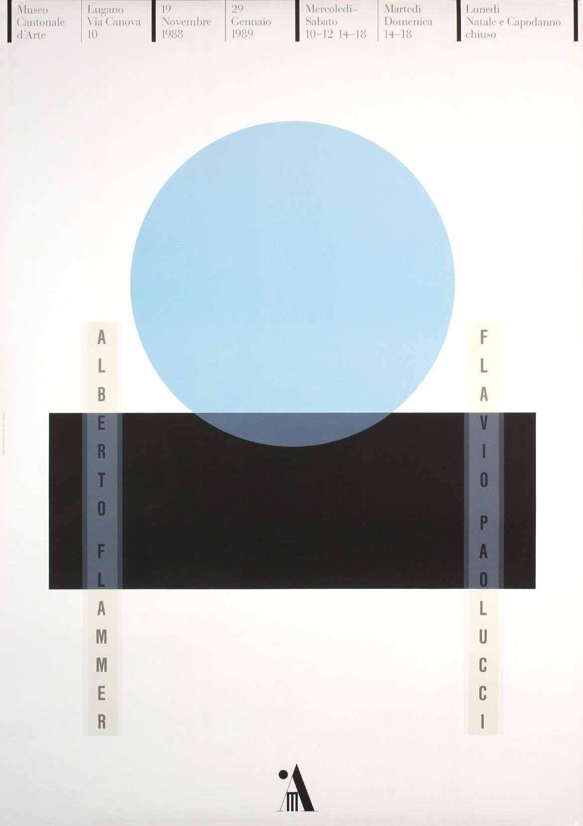 Bruno Monguzzi: Alberto Flammer - Flavio Paolucci - Museo Cantonale d‘Arte, Lugano, 128 x 90 cm, 1988.