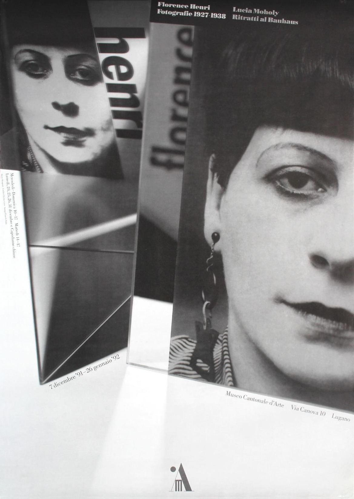 Bruno Monguzzi: Florence Henri - Fotografie 1927-1933 Lucia Moholy, Ritratti al Bauhaus, Museo Cantonale d‘Arte, Lugano, 128 x 90 cm, 1991.