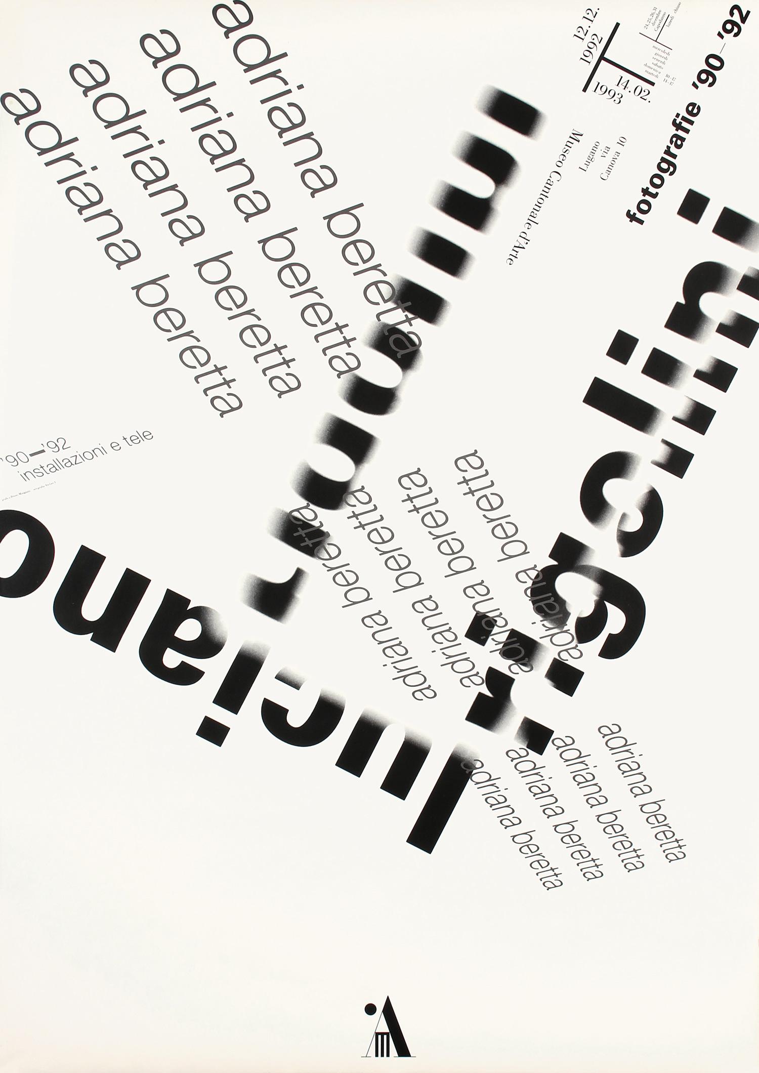 Bruno Monguzzi: Luciano Rigolini - Adriana Beretta `90 ‘92 installazioni e tele Museo Cantonale d‘Arte, Lugano, 128 x 90 cm, 1992.