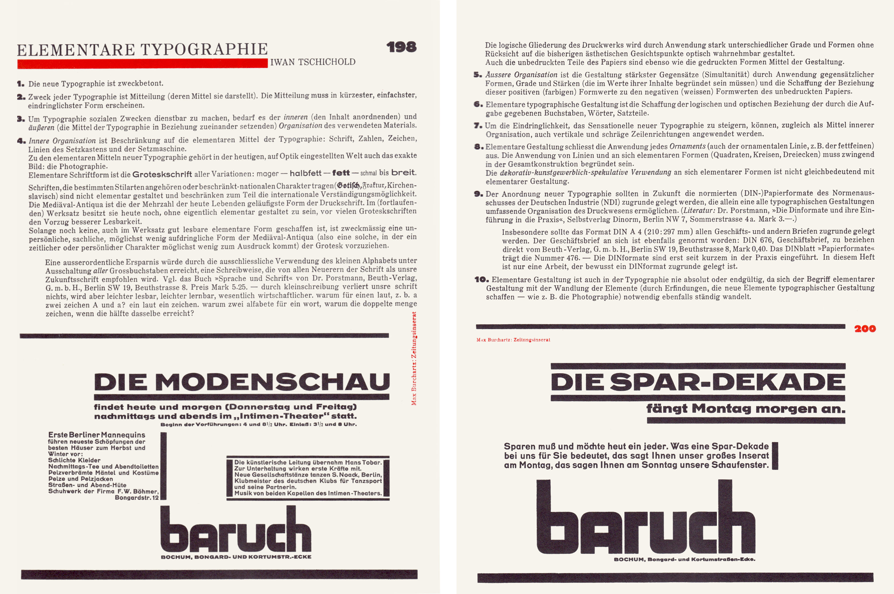 Internal spreads of Typographische Mitteilungen. Sonderheft: Elementare Typographie (Typographic Studies. Special issue: Elemental Typography), vol. 22, no. 10, October 1925