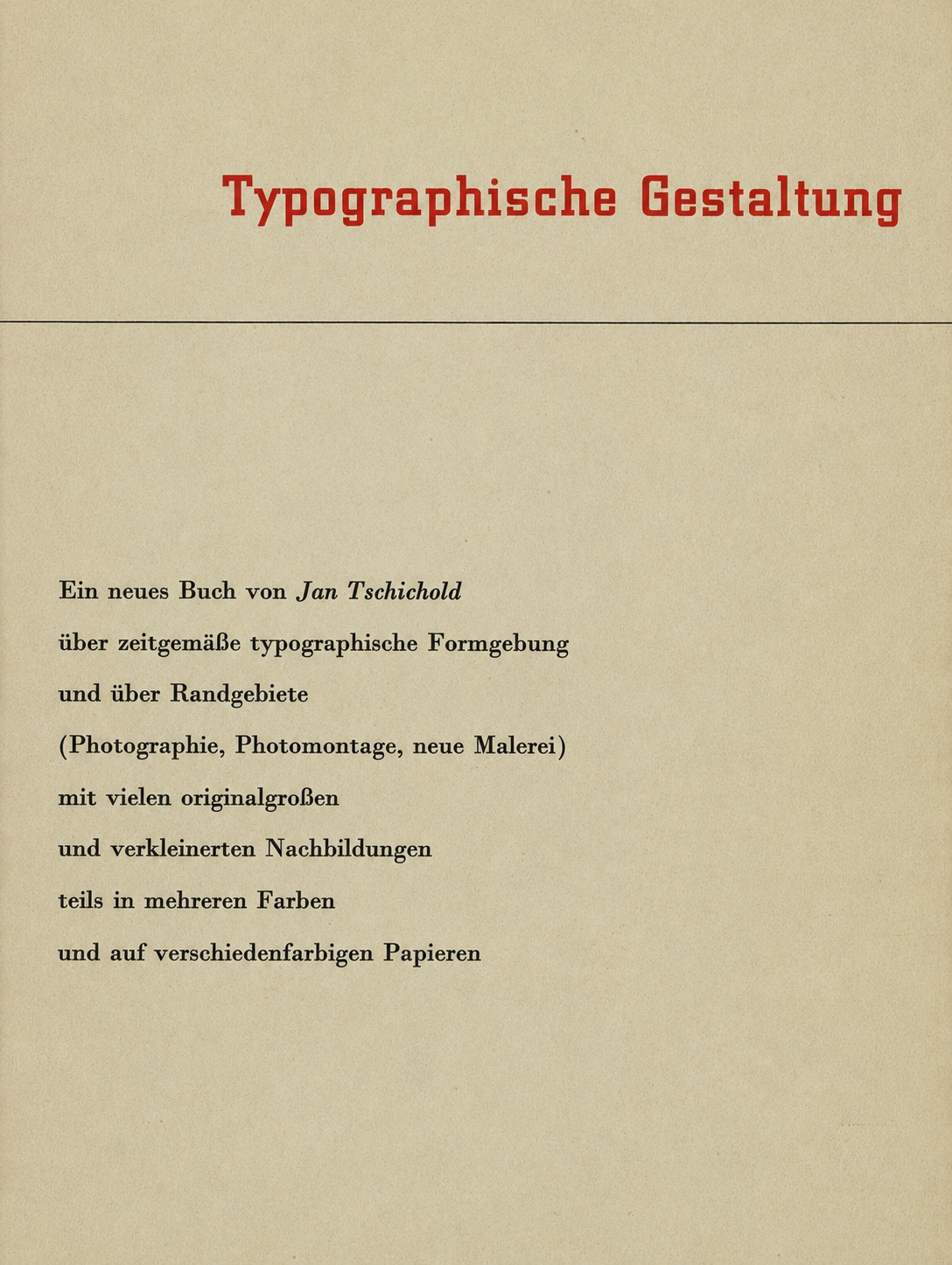 Typographische Gestaltung / Jan Tschichold