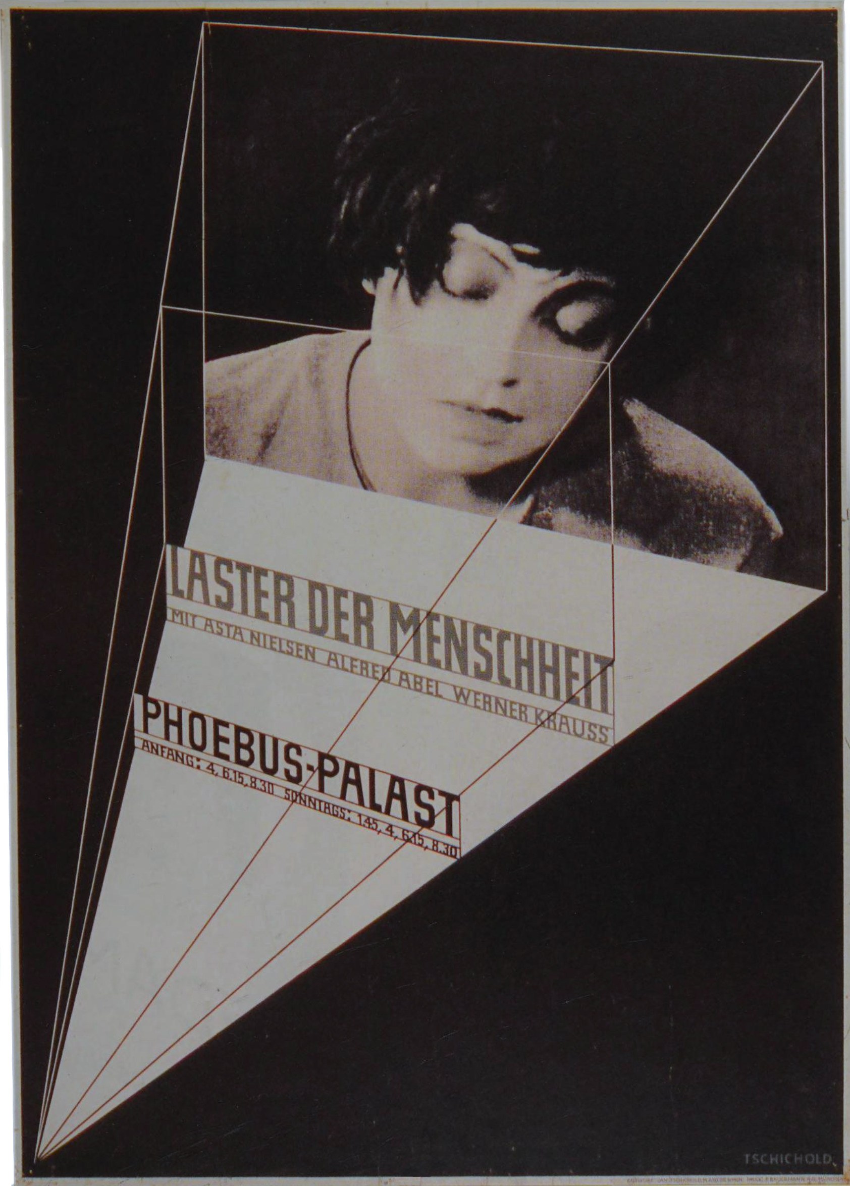 Jan Tschichold: Poster: Laster der Menschheit 1927 Photolithograph (123.8 x 86.4 cm)