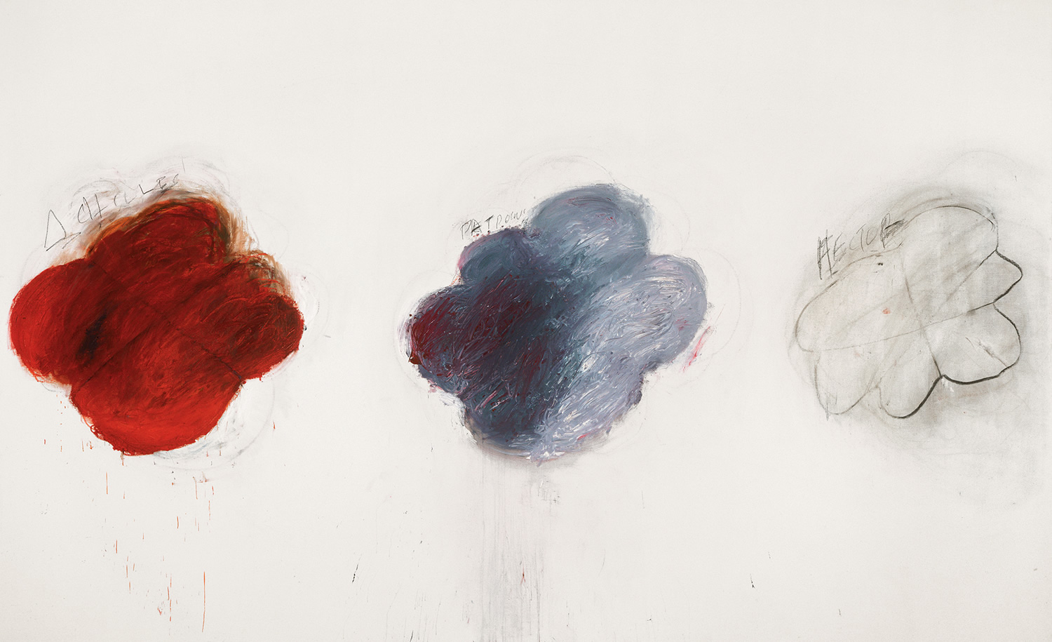 Cy Twombly. Fifty Days at Iliam: Shades of Achilles, Patroclus, and Hector 1978 / Oil, oil crayon, and graphite on canvas, (299.7 x 491.5cm)