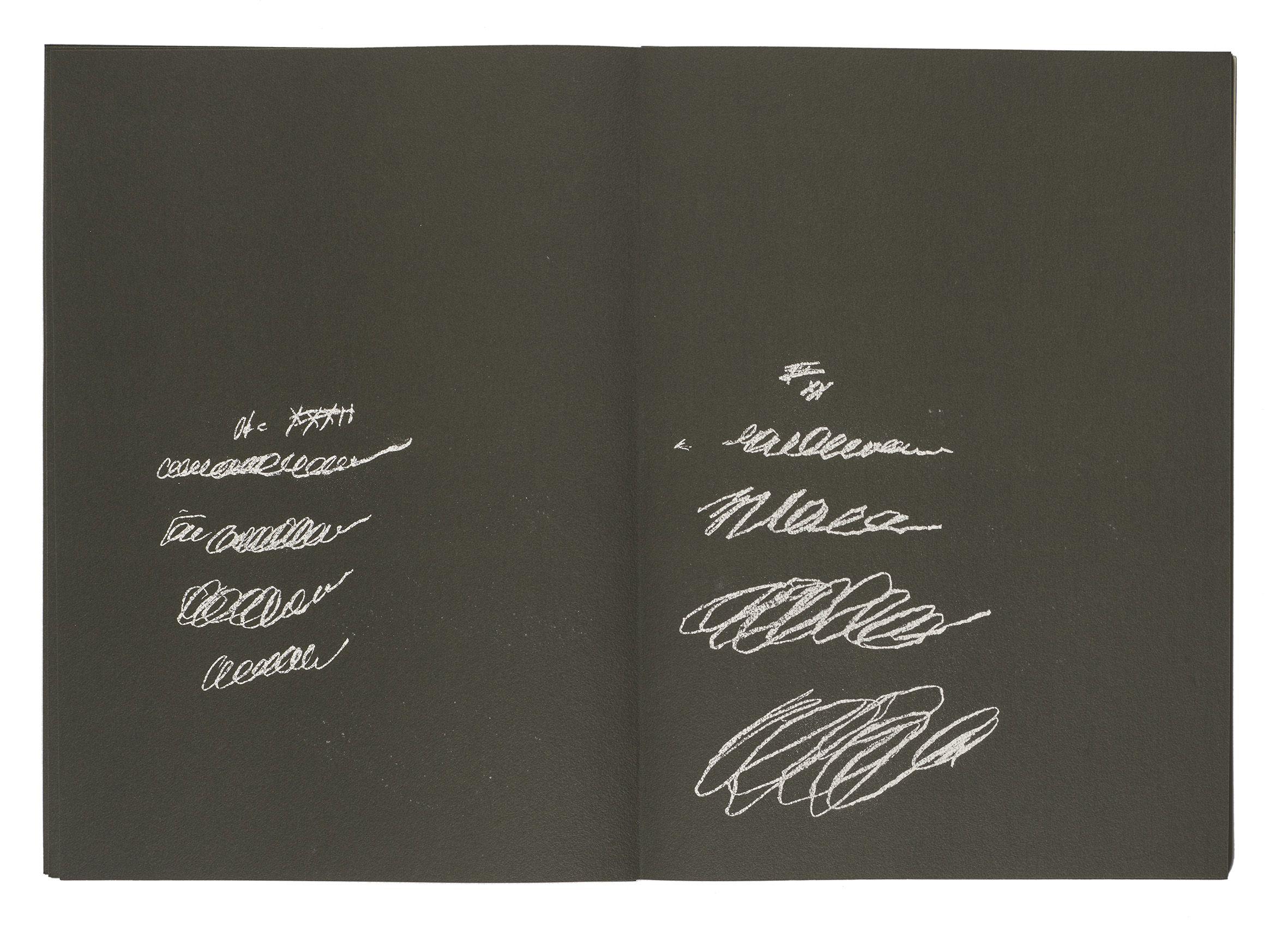 Cy Twombly: 8 ODI DI ORAZIO 1968 / Series II: 16 screenprints, folded in the centre, printed recto and verso on 8 sheets of black rag board / Paper size 39.7 x 29.8 cm / Edition 70 (31-100) / Bastian 20.