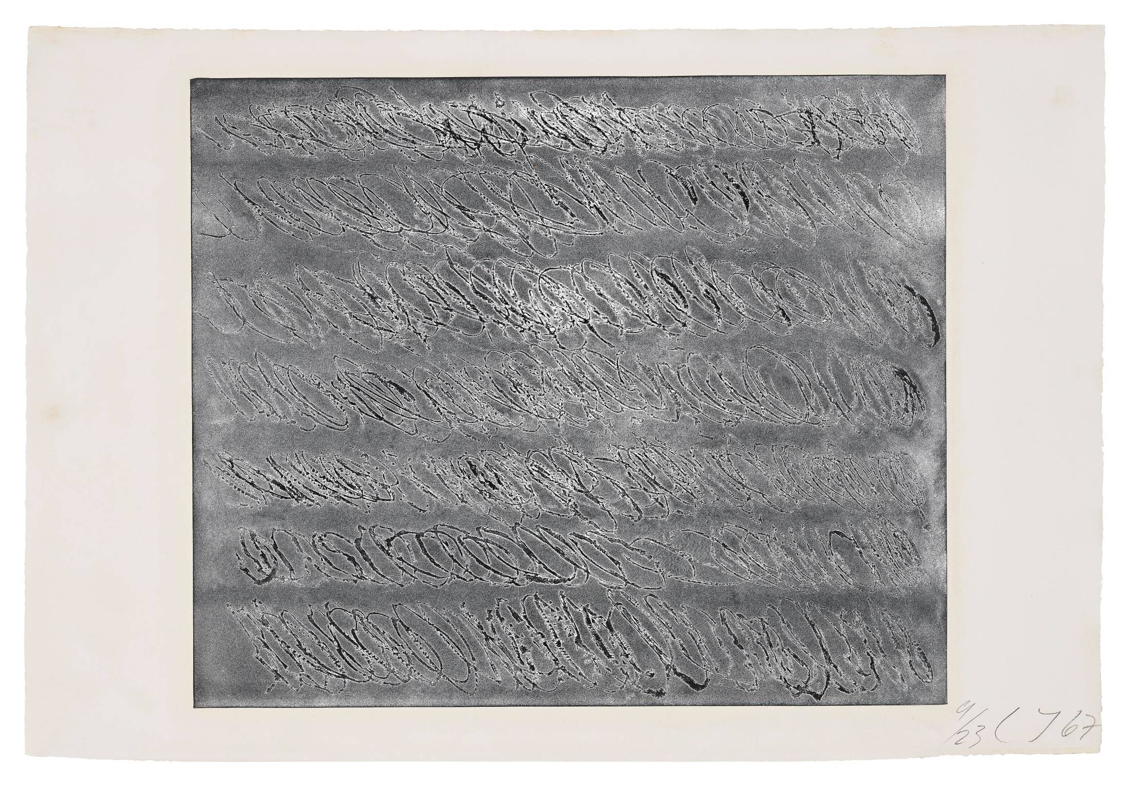 Cy Twombly: UNTITLED II 1967 / Open-bite with aquatint [one plate] / Paper size 70 x 103.5 cm / Edition 23 (1-23) Bastian 11.