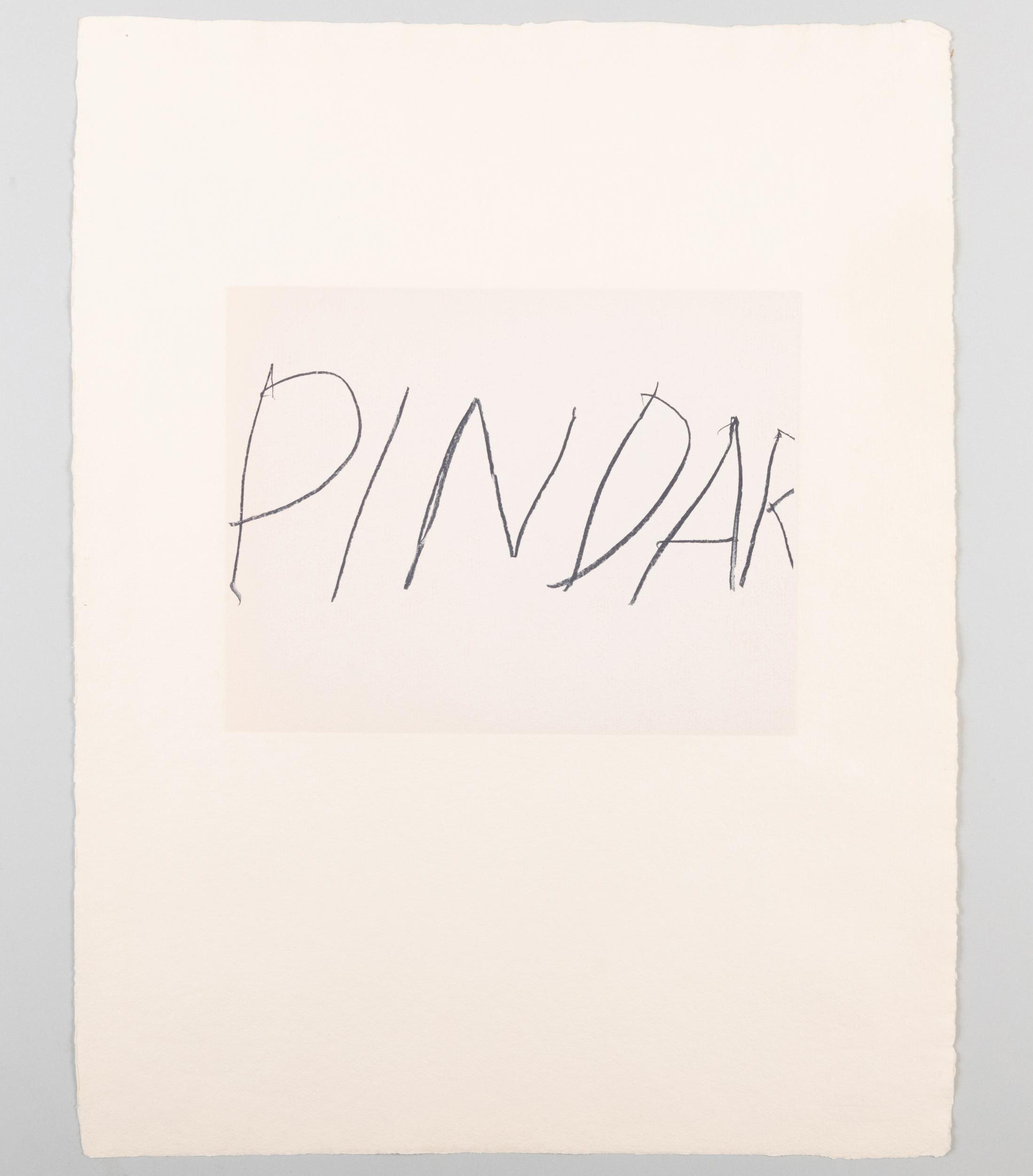 Cy Twombly: FIVE GREEK POETS AND A PHILOSOPHER PINDAR / Mixed media technique: Lithograph and transfer sheets for stone lithography, paper embossment [last process] / Paper size 65 x 50.5 cm / Edition 60 (1–40) / Bastian 70.