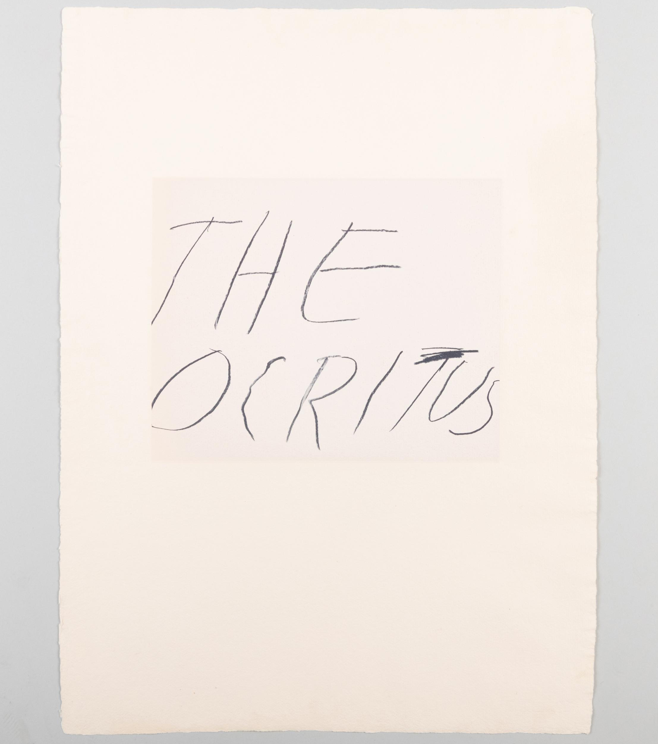 Cy Twombly: FIVE GREEK POETS AND A PHILOSOPHER THEOCRITUS / Mixed media technique: Lithograph and transfer sheets for stone lithography, paper embossment [last process] / Paper size 65 x 50.5 cm / Edition 60 (1–40) / Bastian 72.