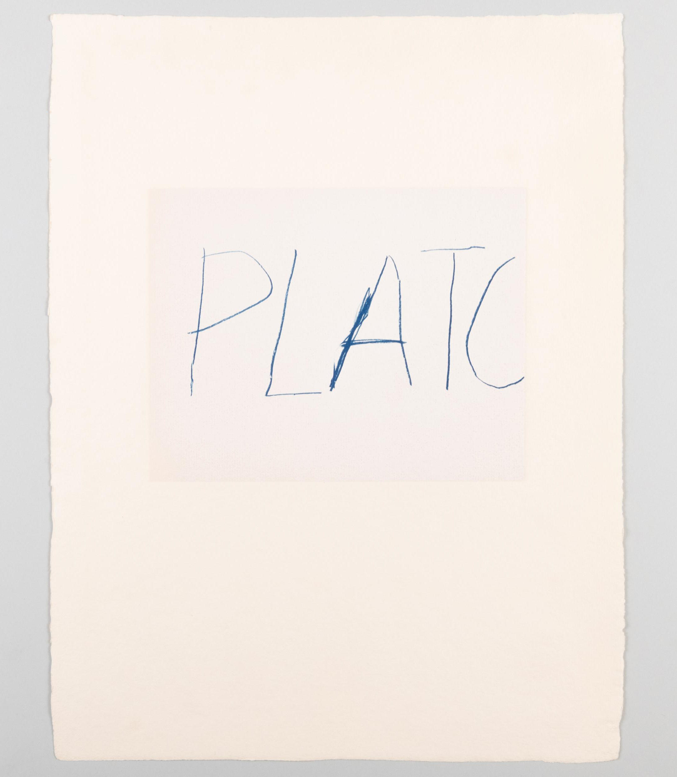 Cy Twombly: FIVE GREEK POETS AND A PHILOSOPHER PLATO / Mixed media technique: Lithograph and transfer sheets for stone lithography, paper embossment [last process] / Paper size 65 x 50.5 cm / Edition 60 (1–40) / Bastian 73.