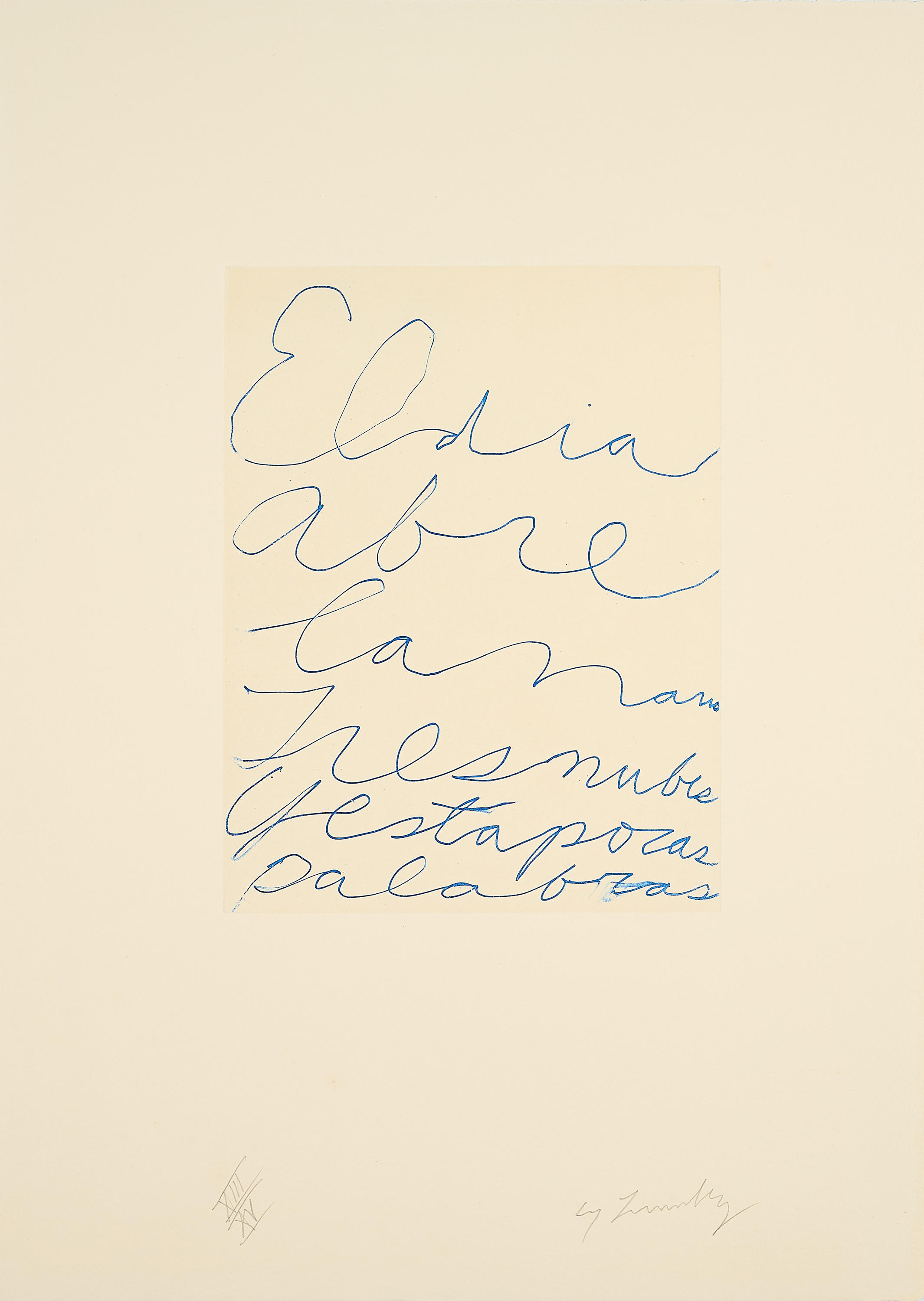 Cy Twombly: OCTAVIO PAZ CY TWOMBLY 1993 / Heliogravure in colours / Paper size 61.5 x 45 cm / Edition 15 (1–15 roman numbers) / Bastian 81.
