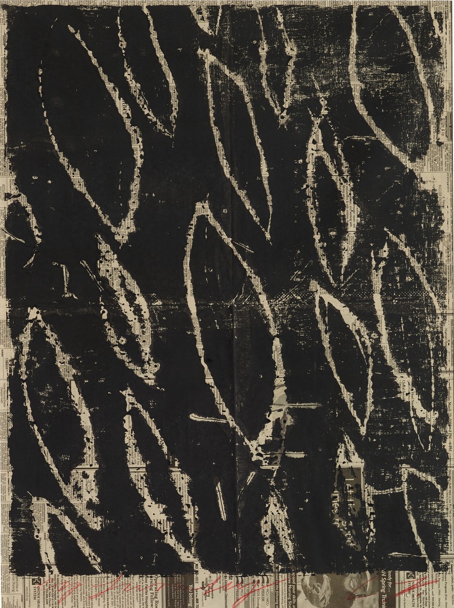 Cy Twombly: UNTITLED 2002 / Monotype and acrylic paint on newspaper / Paper size 60 × 45 cm / Unique / Bastian 92.