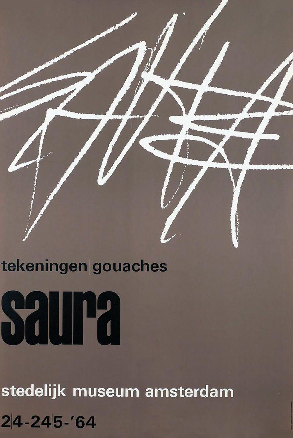 Wim Crouwel: Tekeningen | Gouches Saura. Stedelijk Museum Amsterdam. Poster. 1964
